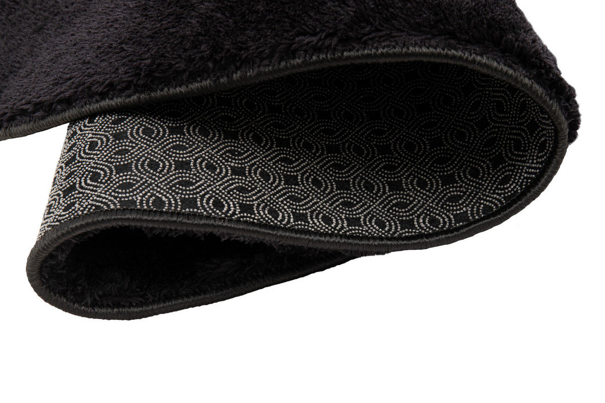 TEPPICH CUDDLE ROUND Schwarz 100/100 cm - Schwarz, Kunststoff (100/100cm) - Tapiso