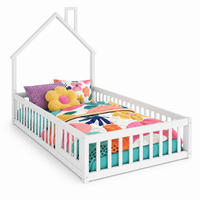 KINDERBETT 90/200 cm in Weiß mit Sicherheitsgitter und Lattenrost aus Kiefernholz im Hausbett-Design - Weiß, Holzwerkstoff (90/200cm) - STILVORA