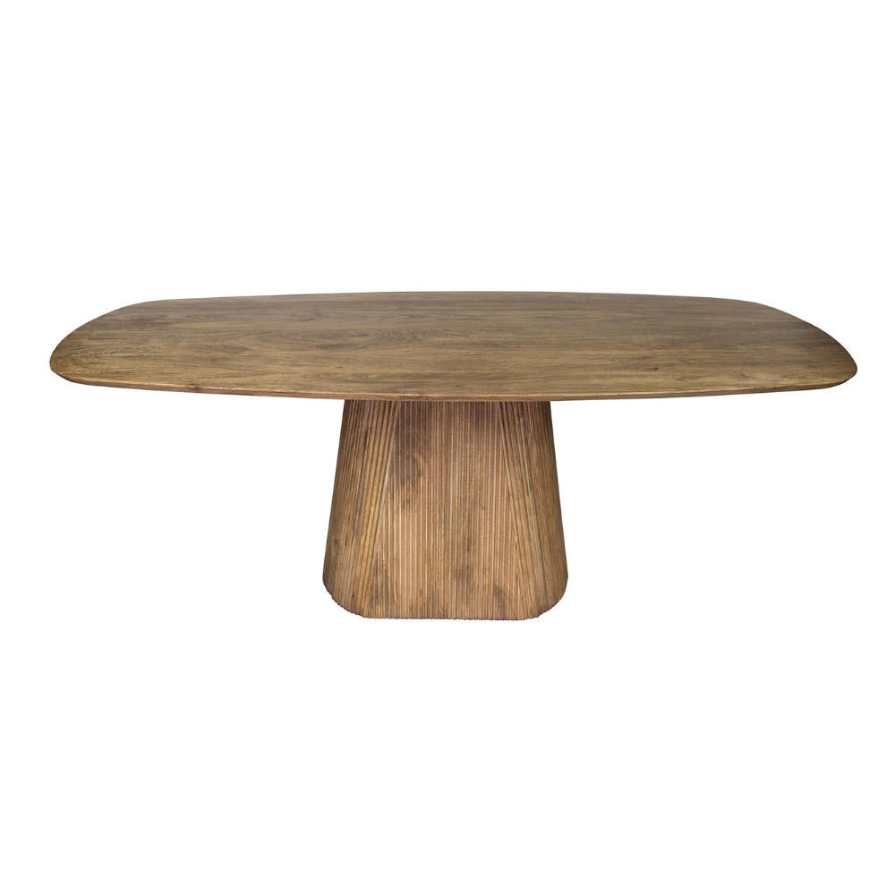 ESSTISCH Aurelio Braun mit Rillen-Säule 215 cm - Braun, Holz (215/205/77cm) - alesvelt