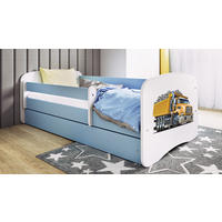 KINDERBETT Lastwagen 70x140 cm mit Schublade, Rausfallschutz & Lattenrost, Blau - Blau, Holzwerkstoff (70/140cm) - RAUMHIRSCH FURNITURE