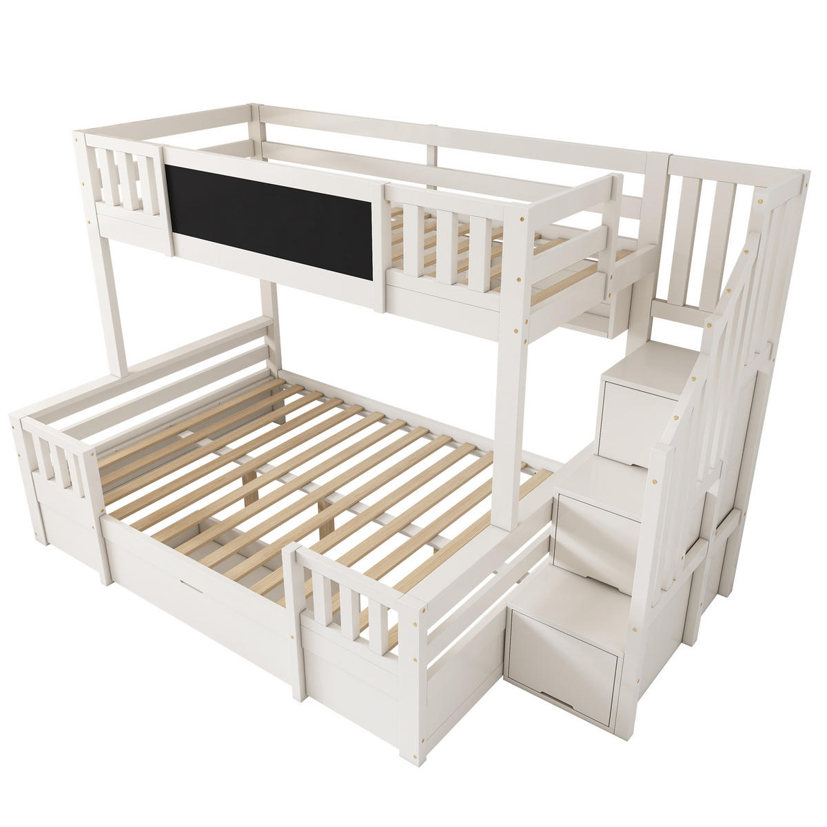 ETAGENBETT Massivholz Weiß - Weiß, Holz/Metall - Raumix