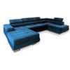 WOHNLANDSCHAFT CASONE R-S Blau Velours-Stoff mit Schlaffunktion - Blau, Holz (345/90/202cm) - MASSENO