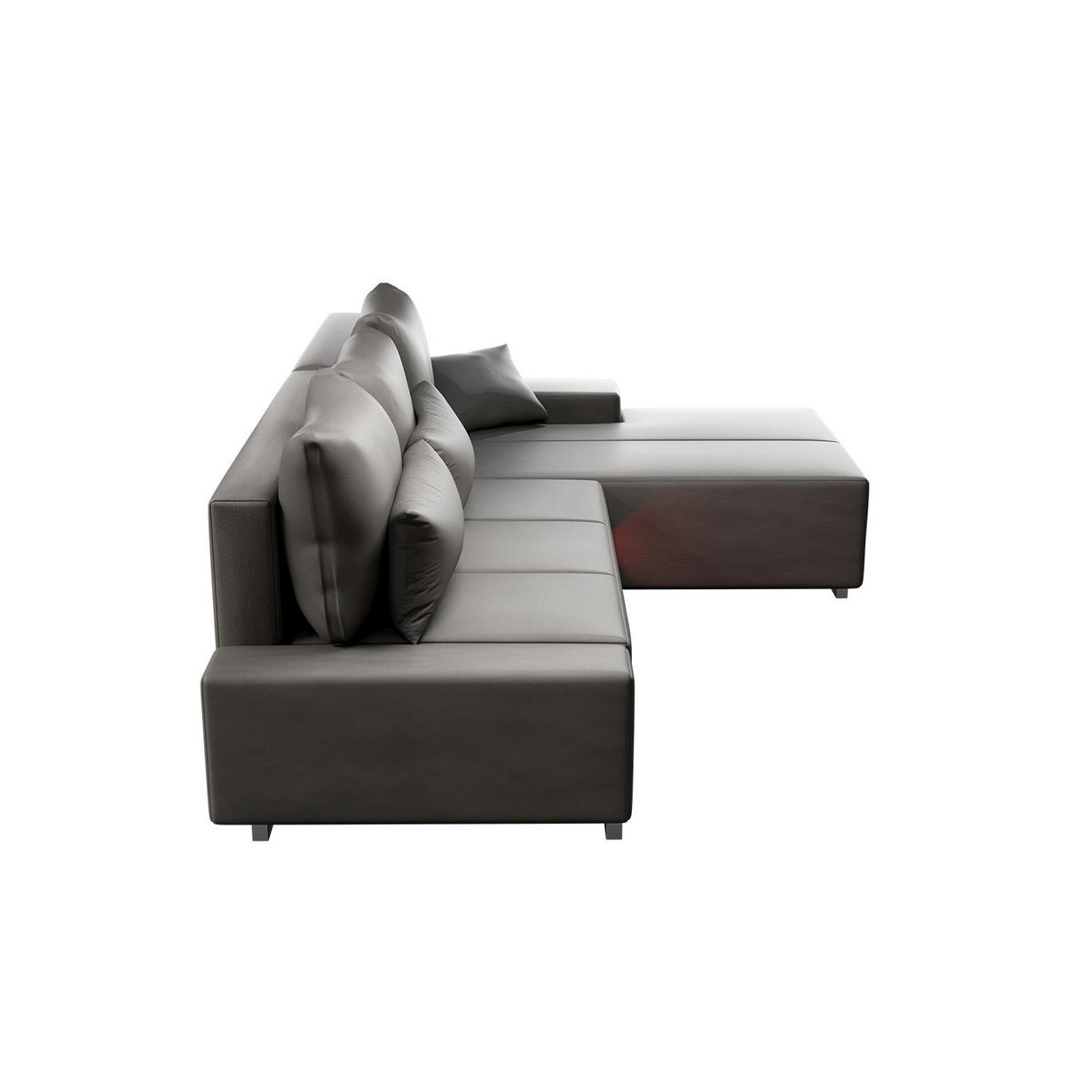 SOFA Davos mit Ottomane rechts hellgrau inkl LED - Hellgrau, Textil (260/180cm) - Juskys