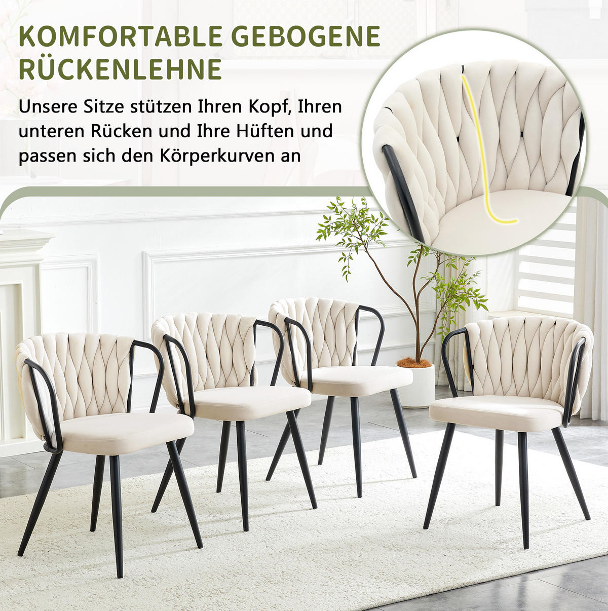 ESSZIMMERSTUHL mit Samtbezug Beige-Schwarz 43 x 58 x 76 cm - Beige, Metall (58/76/43cm) - Meubliv