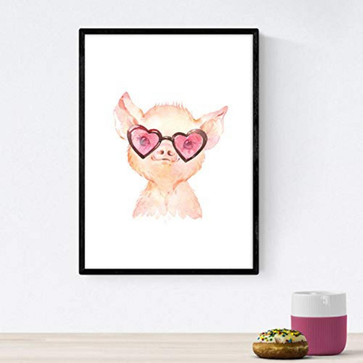 POSTER Set mit 4 Kuhziege und Schweinefleisch A3 Schwarzer Rahmen - Schwarz, Papier (29.7/3cm) - Nacnic