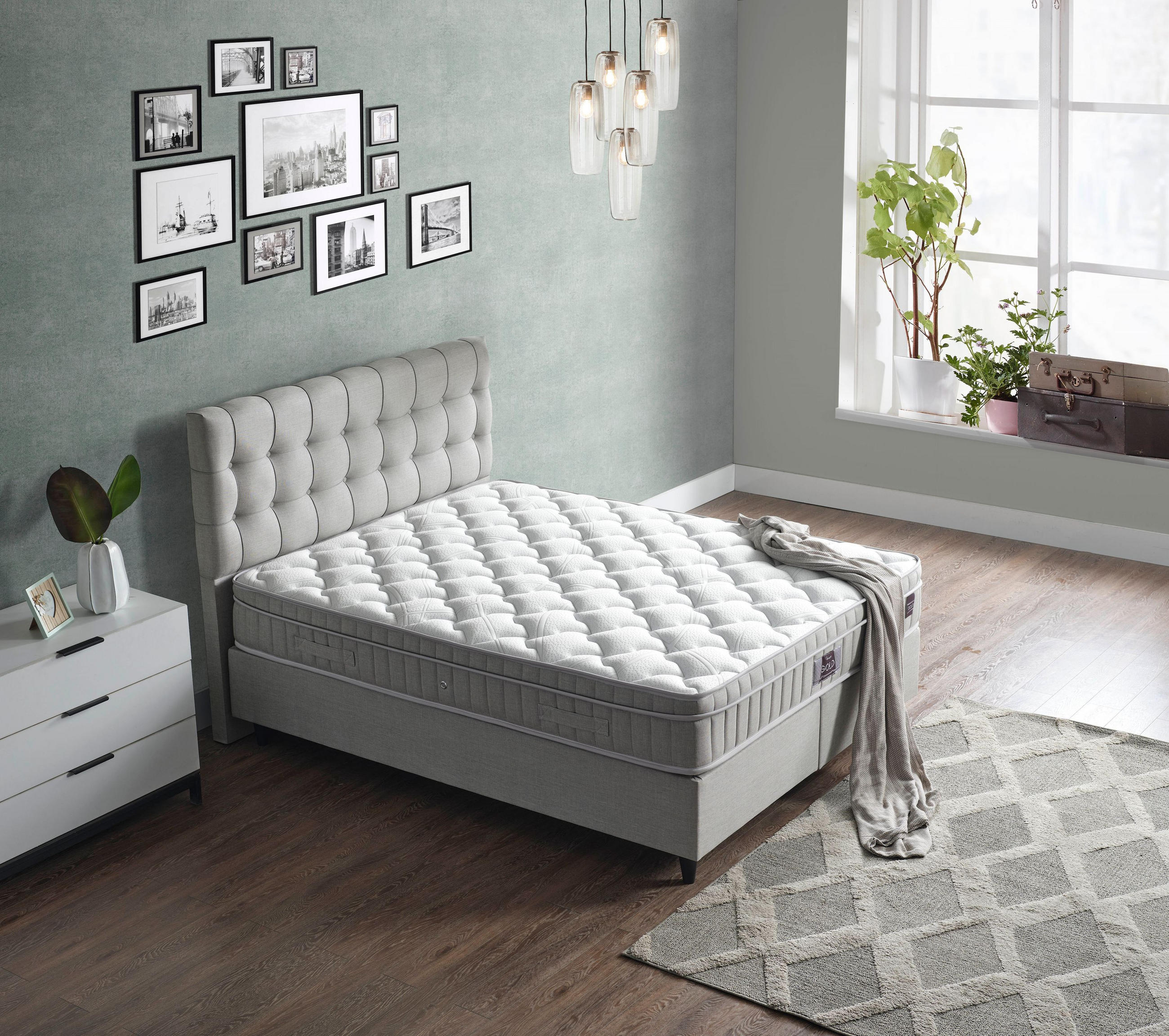 POLSTERBETT-SET Chester 140x200 Grau - Bett inkl. Matratze - Grau, Metall (140/200cm) - Villa Möbel