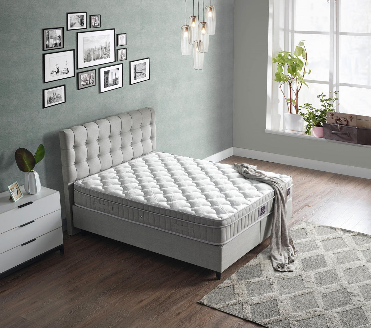 POLSTERBETT-SET Chester 180x200 Grau - Bett inkl. Matratze - Grau, Metall (180/200cm) - Villa Möbel