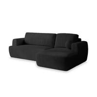 ECKSOFA SENTI P R-S Schwarz Kordstoff mit Schlaffunktion - Schwarz, Holz (246/148cm) - MASSENO