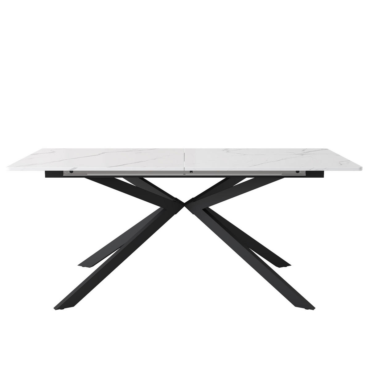 ROZKLÁDACÍ jídelní stůl 150/180 x 70 x 76 cm s křížovou podnoží a mramorovým dekorem, Černá/Bílá - černá, kompozitní dřevo (180/70/75.5cm) - Redom