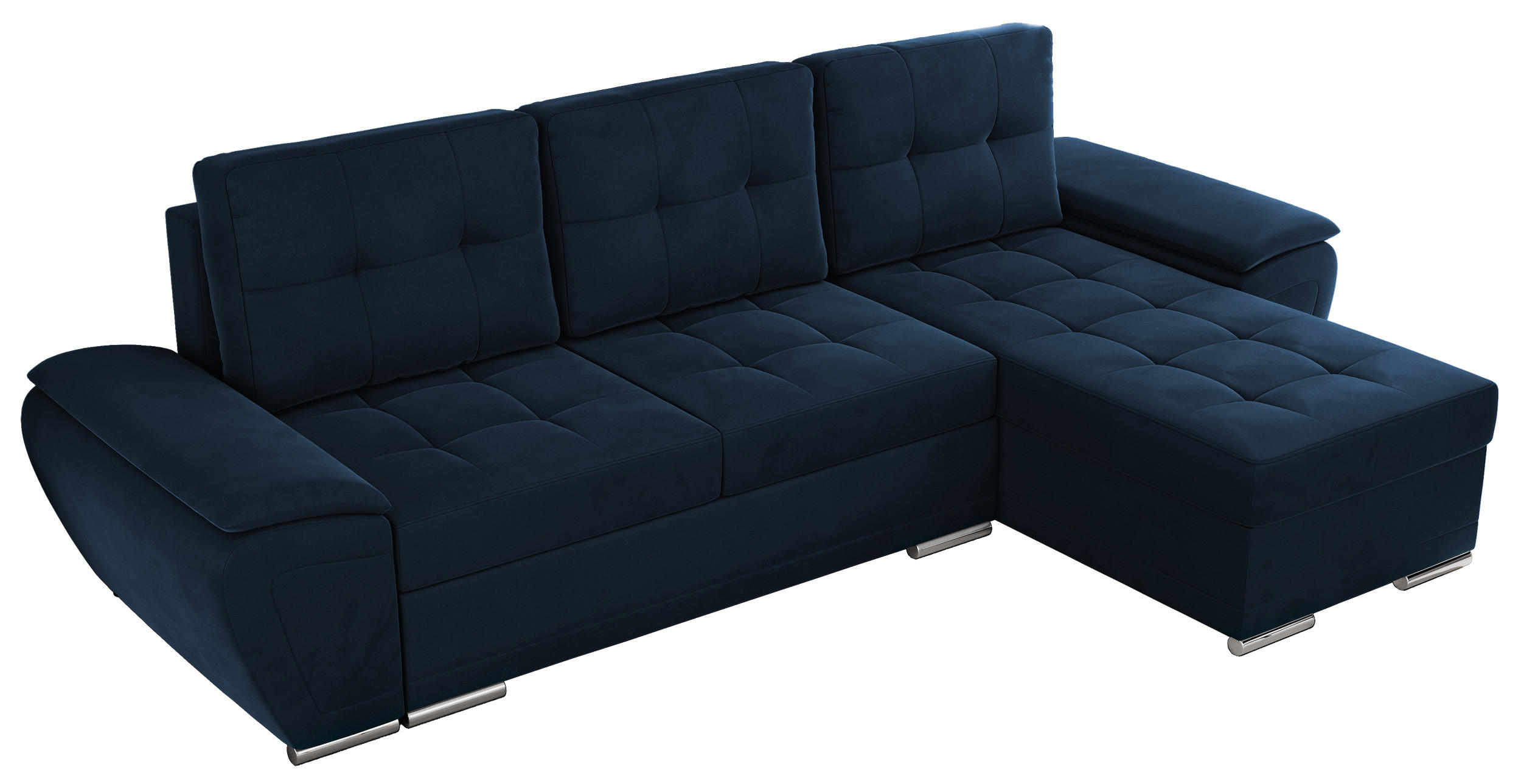 ECKSOFA UMBRIA L Dunkelblau Velvet - Dunkelblau/Grau, Textil (271/157cm) - MKS