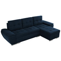 ECKSOFA UMBRIA L Dunkelblau Velvet - Dunkelblau/Grau, Textil (271/157cm) - MKS