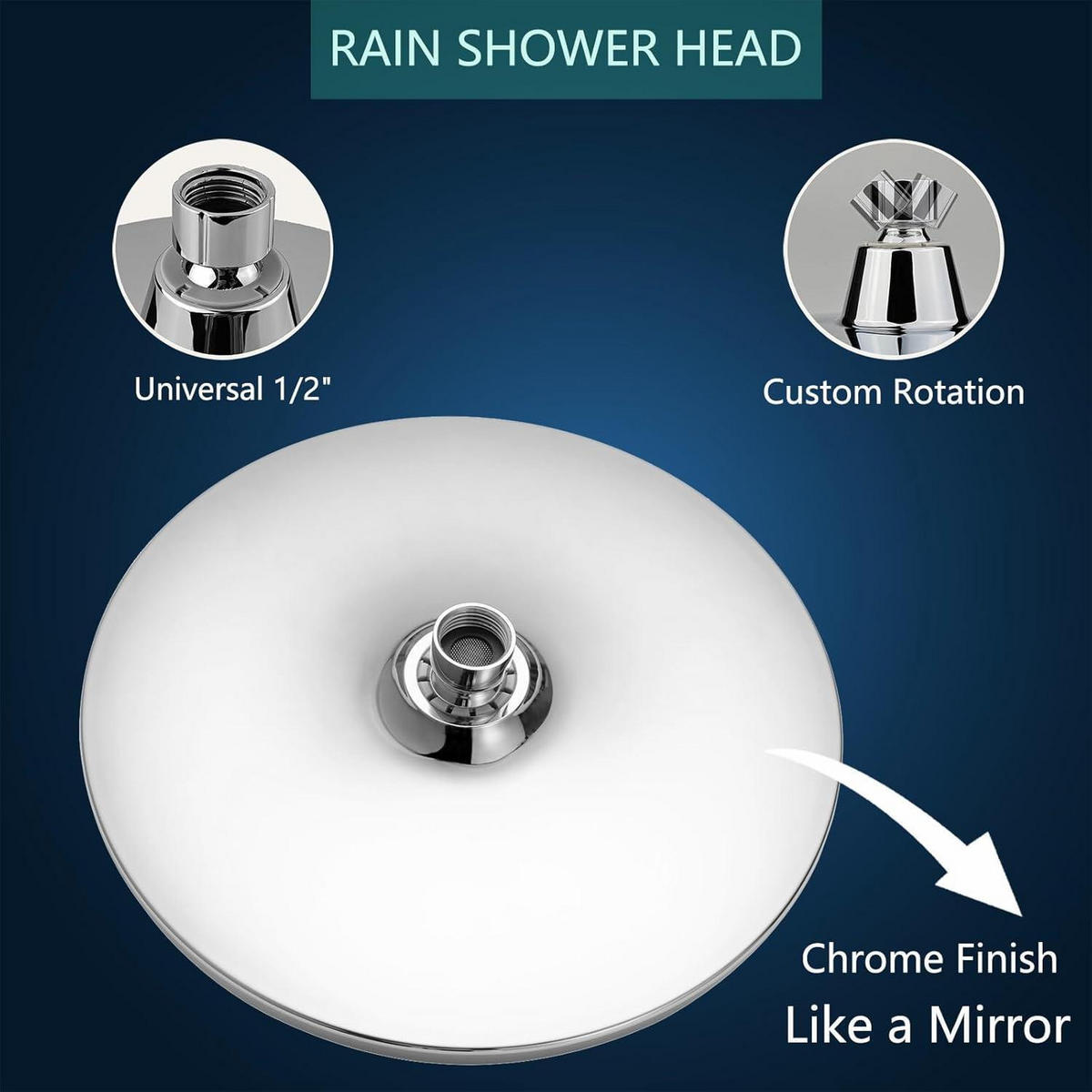 REGENDUSCHE 20 cm rund ABS-Material mit Silikondüsen - Silberfarben, Metall (20/12.7/20cm)
