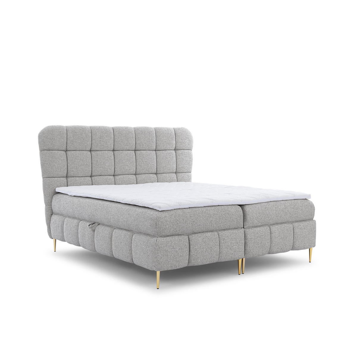 BOXBETT Grazia In Corbett - Silberfarben, Holzwerkstoff/Textil (180/200cm) - Fun Möbel