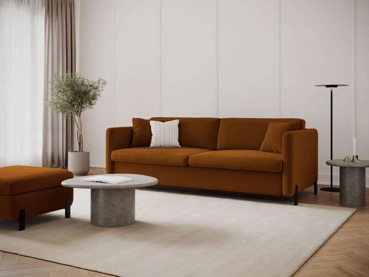 SOFA ausklappbar Gloria aus Samt braun 2 Sitzplätze - Braun, Textil (102/80/182cm) - Micadoni