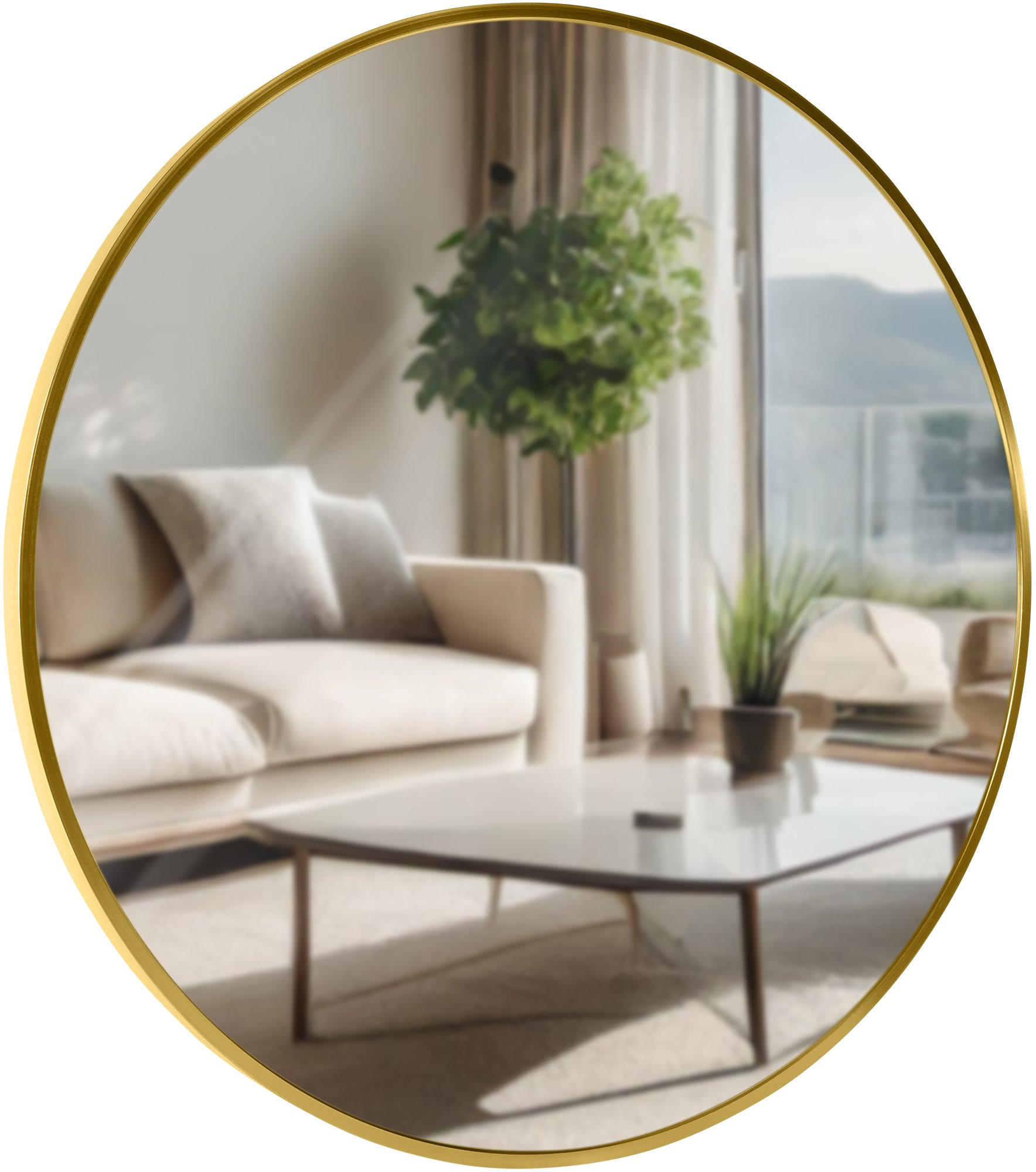 WANDSPIEGEL Gdansk Metall Gold glanz Runder Spiegel - Goldfarben, Metall (60/60/3cm) - DELUKE