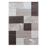 TEPPICH Handwäsche Kurzflor Abstrakte Karos Polypropylen Wohnzimmer Braun Rechteckig 200x290 - Braun, Textil (200/290cm) - KADIMA DESIGN