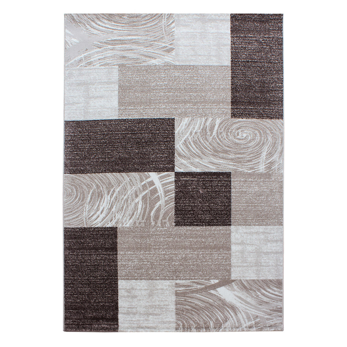 TEPPICH Handwäsche Kurzflor Abstrakte Karos Polypropylen Wohnzimmer Braun Rechteckig 200x290 - Braun, Textil (200/290cm) - KADIMA DESIGN