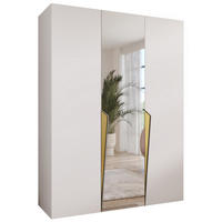 DREHTÜRENSCHRANK 202/150/52 3-türig - Goldfarben/Weiß, Holz/Metall (150/202/52cm) - Abiks Möbel