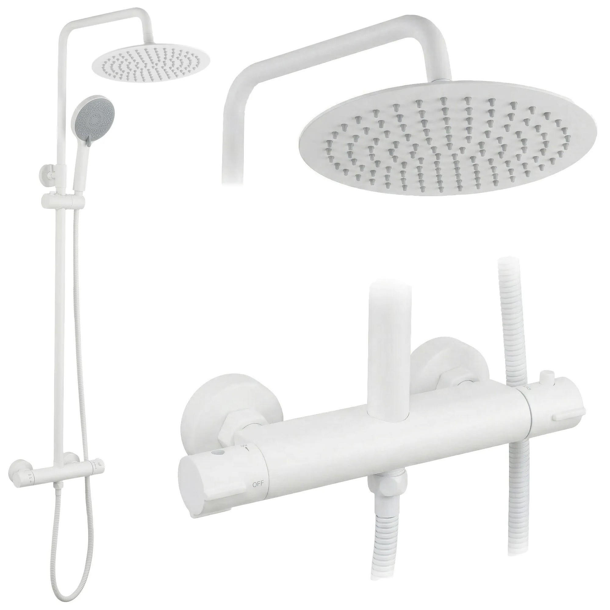 DUSCHSET Ohne Auslauf Mit Thermostat Rea Lungo White - Weiß, Metall (25/120.5/25cm) - REA