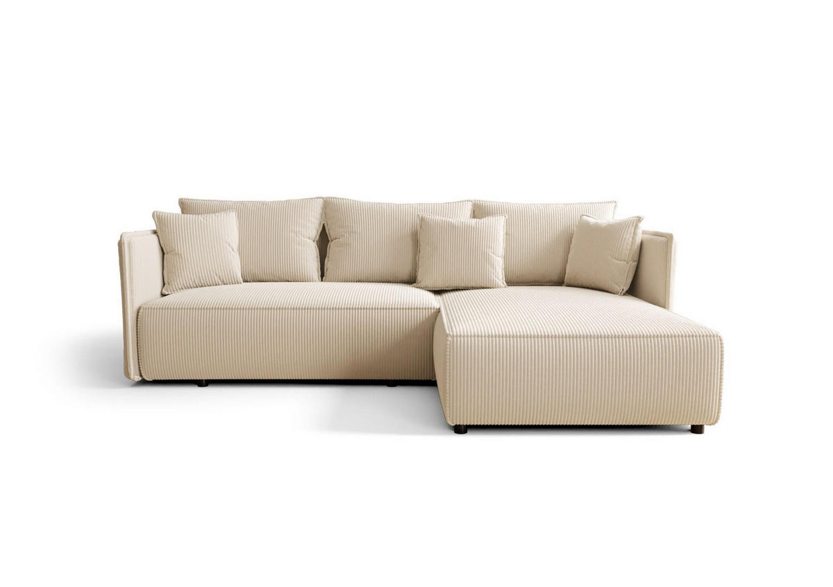 ECKSOFA mit Schlaffunktion MILANO R Poso 105 Rechts - Creme, Textil (245/185cm) - Bedante