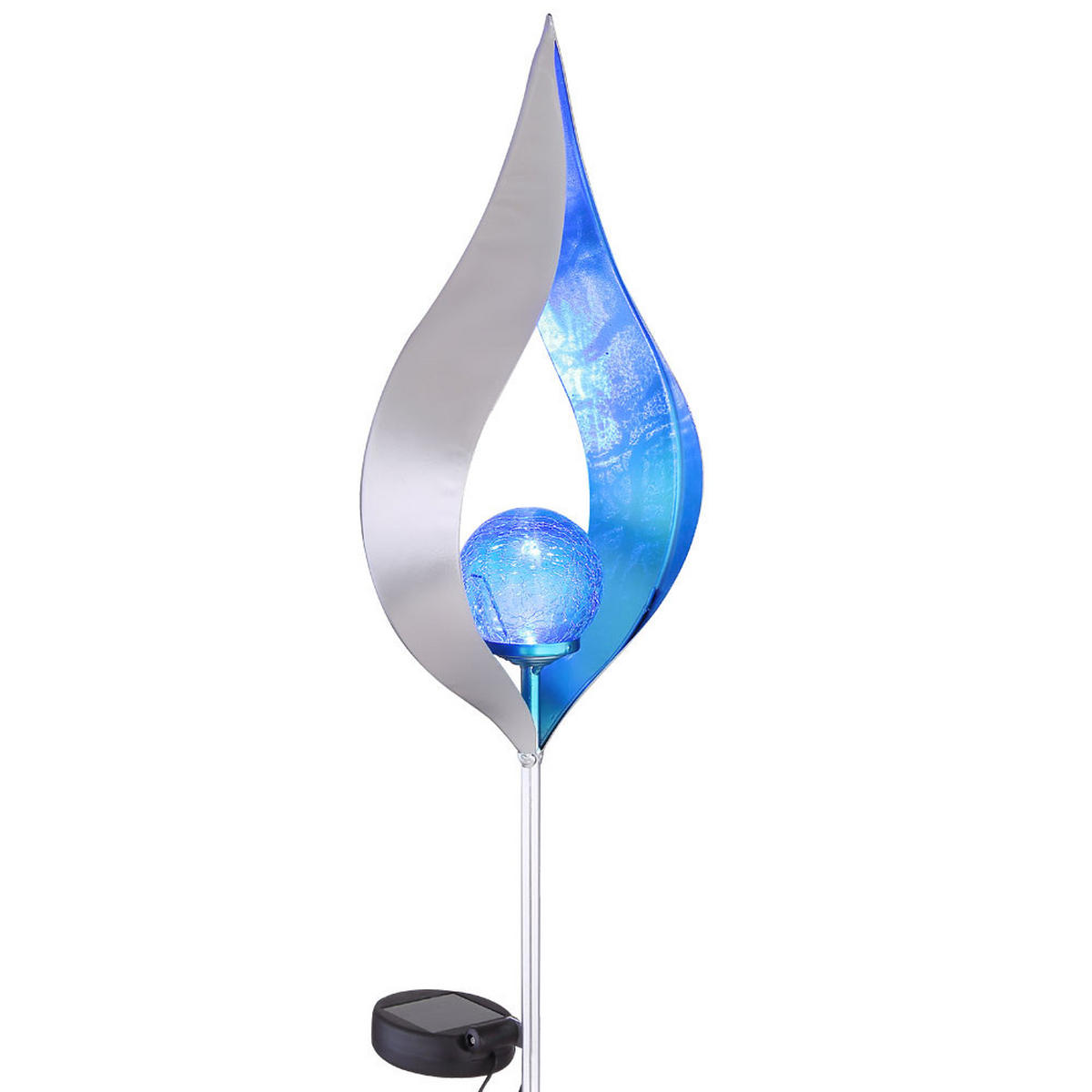 LED AUSSENLEUCHTE Silber Flammen-Optik - Silberfarben, Glas (17.5/6/90cm) - Globo Lighting