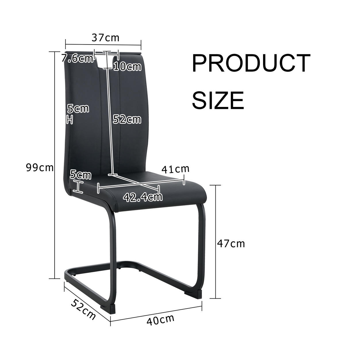 SCHWINGSTUHL DE-36785 2er-Set mit PU-Bezug und bogenförmigem Design Schwarz - Schwarz, Metall (40.5/98/52cm) - ComfortXL