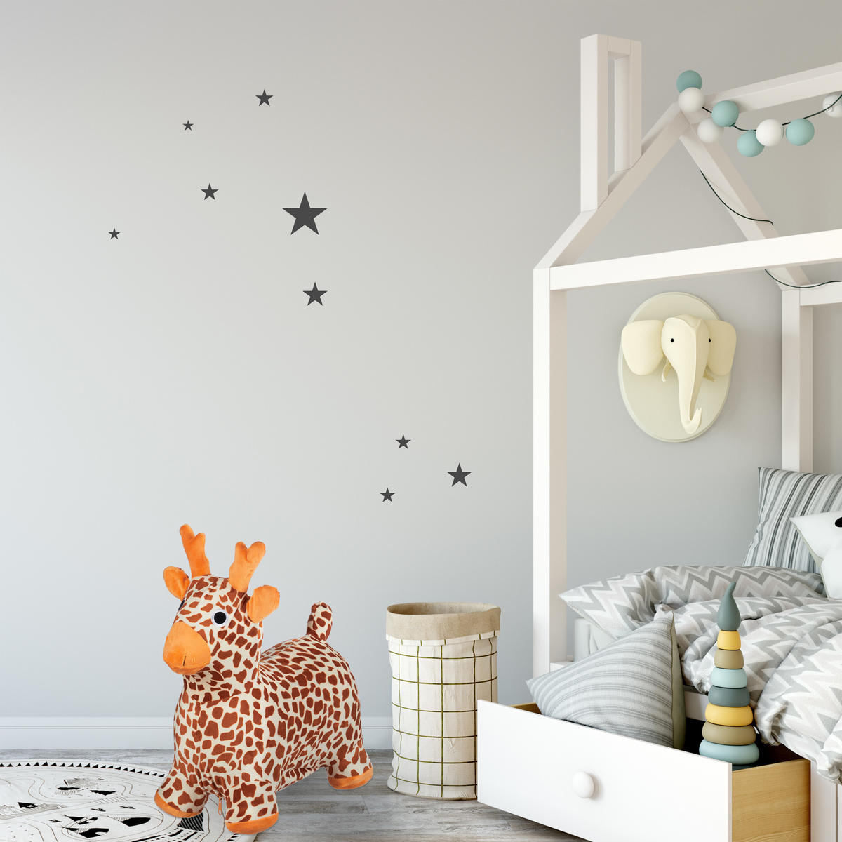 SKÁKADLO Hnědé žirafa nafukovací plyšový potah 52 cm - různobarevná, textil/plast (52/23/52cm) - Relaxdays