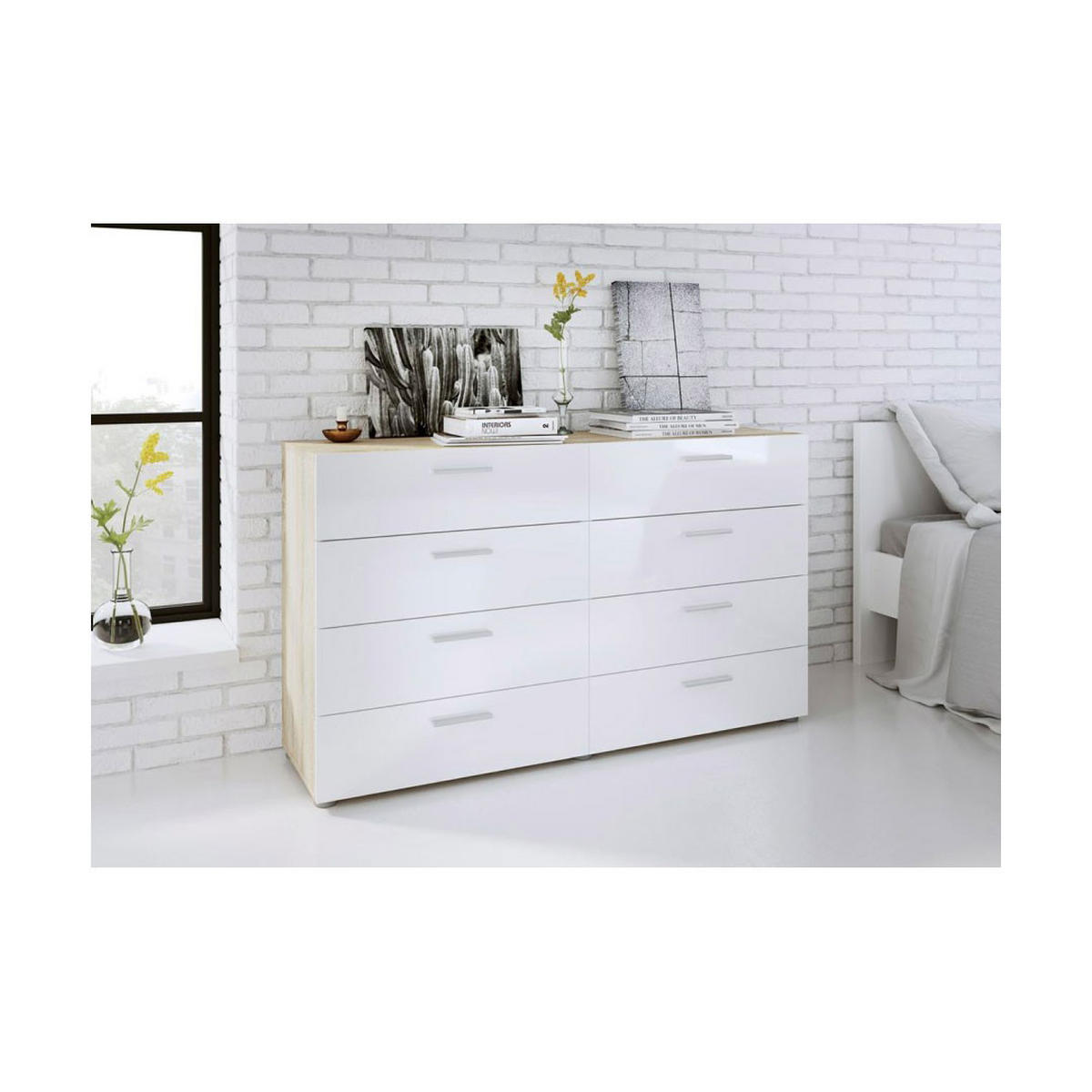 KOMMODE Petra Eichefarben Hochglanz 140/40/83 cm - Eichefarben, Holzwerkstoff (140/83/40cm) - ebuy24