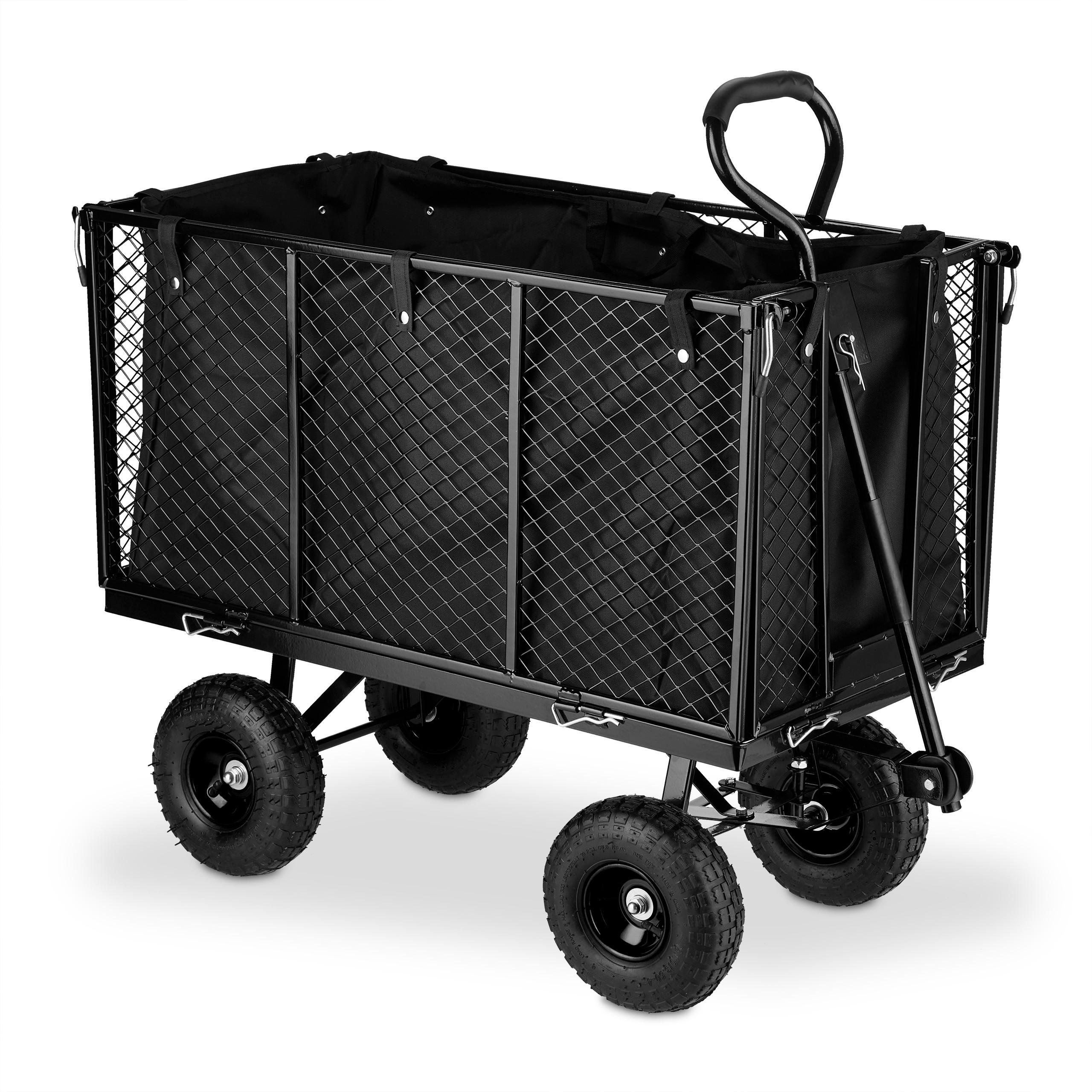 HANDWAGEN - Schwarz, Kunststoff/Metall (51/83/110cm) - Relaxdays