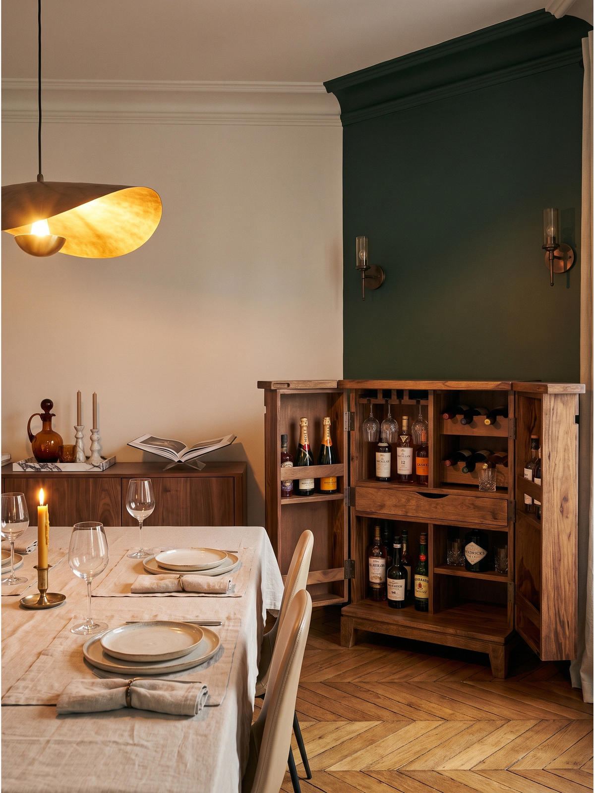 HAUSBAR SIRACUSA, Dunkles Massivholz, mit Ablagen, 65 x 50 x 90 cm - Dunkelbraun/Braun, Holz (65/90/50cm) - KADIMA DESIGN