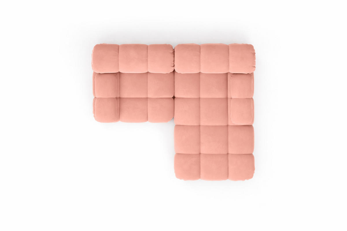 CHAISELONGUE Modular, Bouclé-Stoff Abriamo, Ecru, Rechts, Selia - Ecru/Rosa, Holz (190/160cm) - Kaiser Möbel