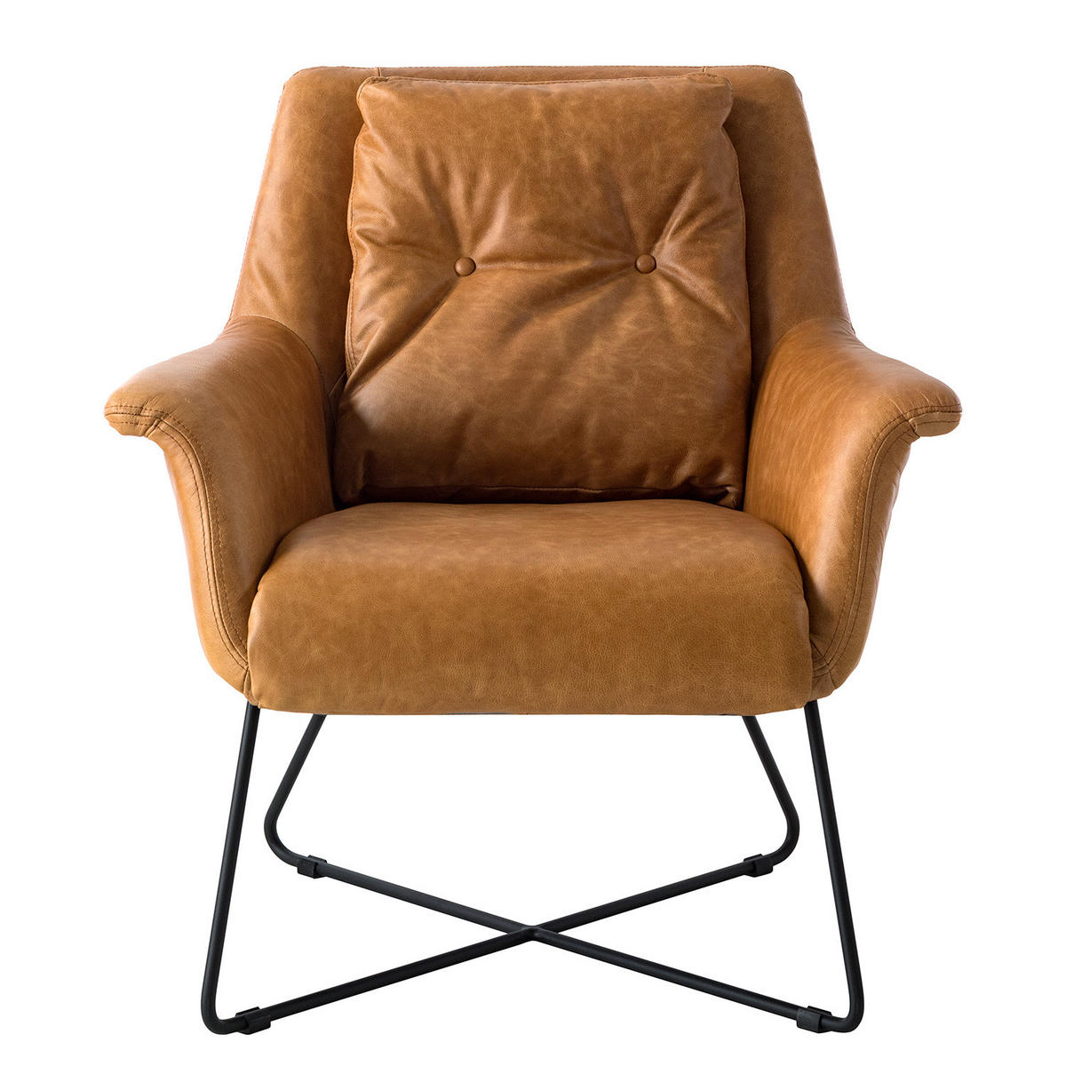 SESSEL - Schwarz/Braun, Leder/Metall (82/88/84cm) - home24