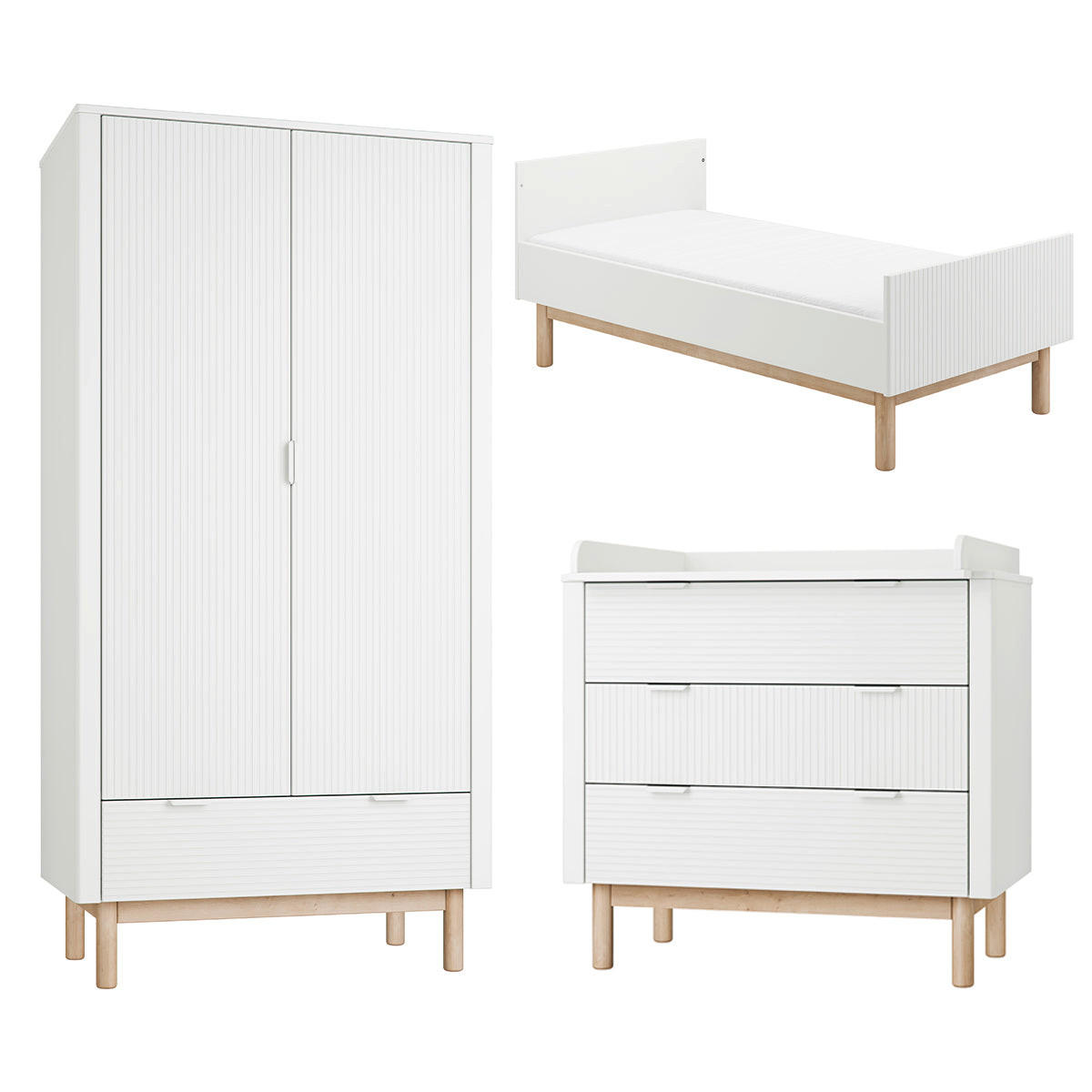 SOBA ZA BEBE 3-dijelniMiloo Bijeli - bijela, drvni materijal (143.5/87.5/75cm) - Petits-meubles