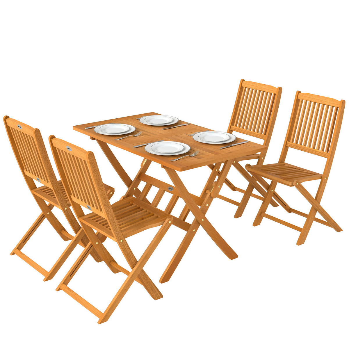 GARTENMÖBEL SET 5-teilig DE-09952 Naturholz - Naturfarben, Holz - ComfortXL