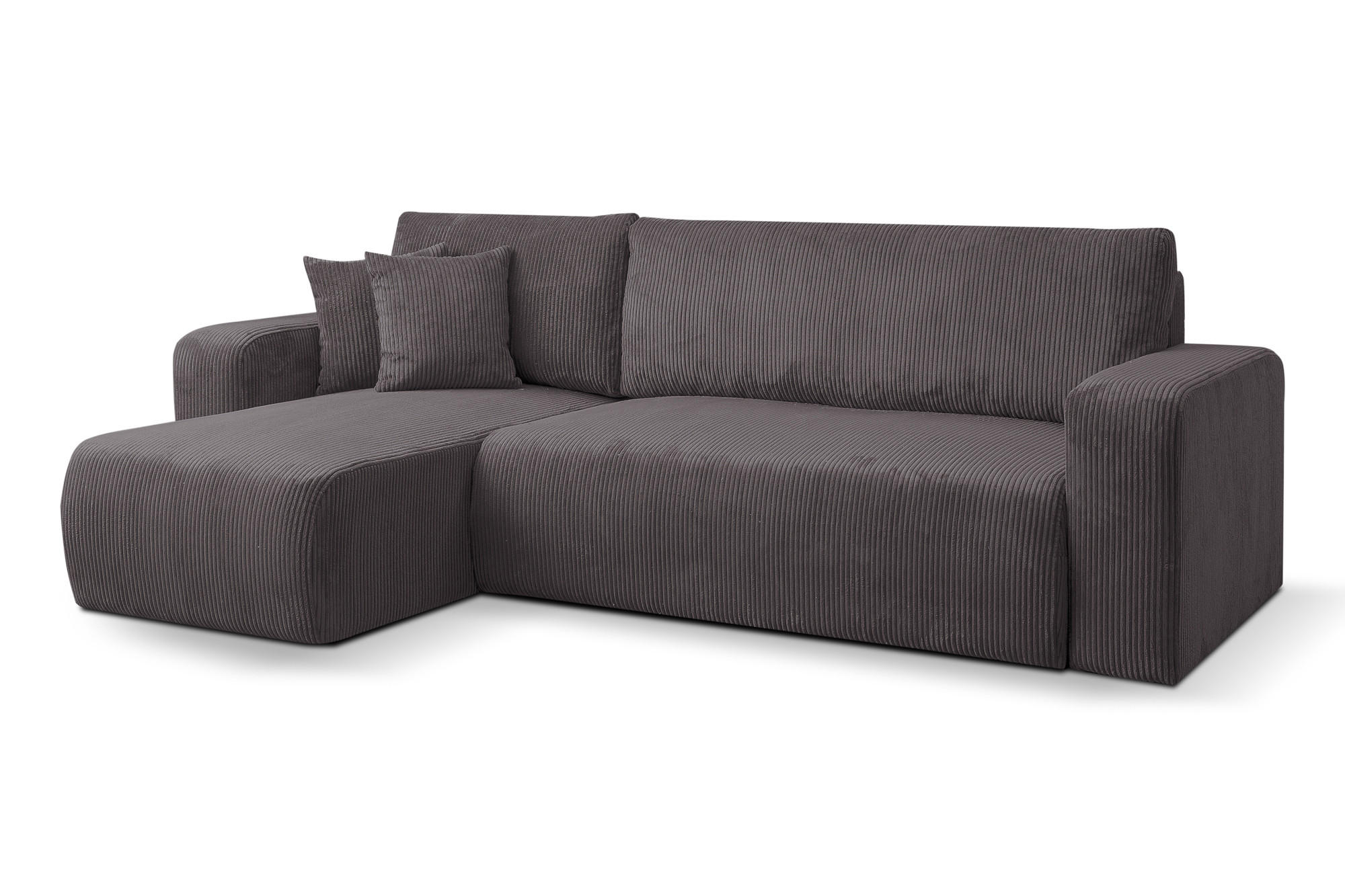 ECKSOFA LUNA mit Schlaffunktion und Bettkasten Cord-Stofff (Dunkelgrau) - Dunkelgrau, Textil (244/142cm) - VENASI MÖBEL