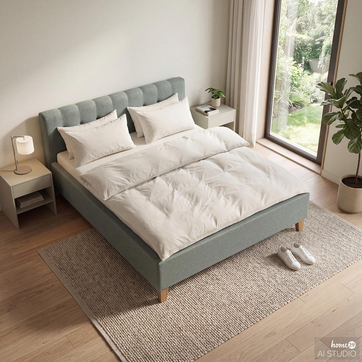 POLSTERBETT - Webstoff - Mintgrün, Holz/Textil (200/200cm) - home24