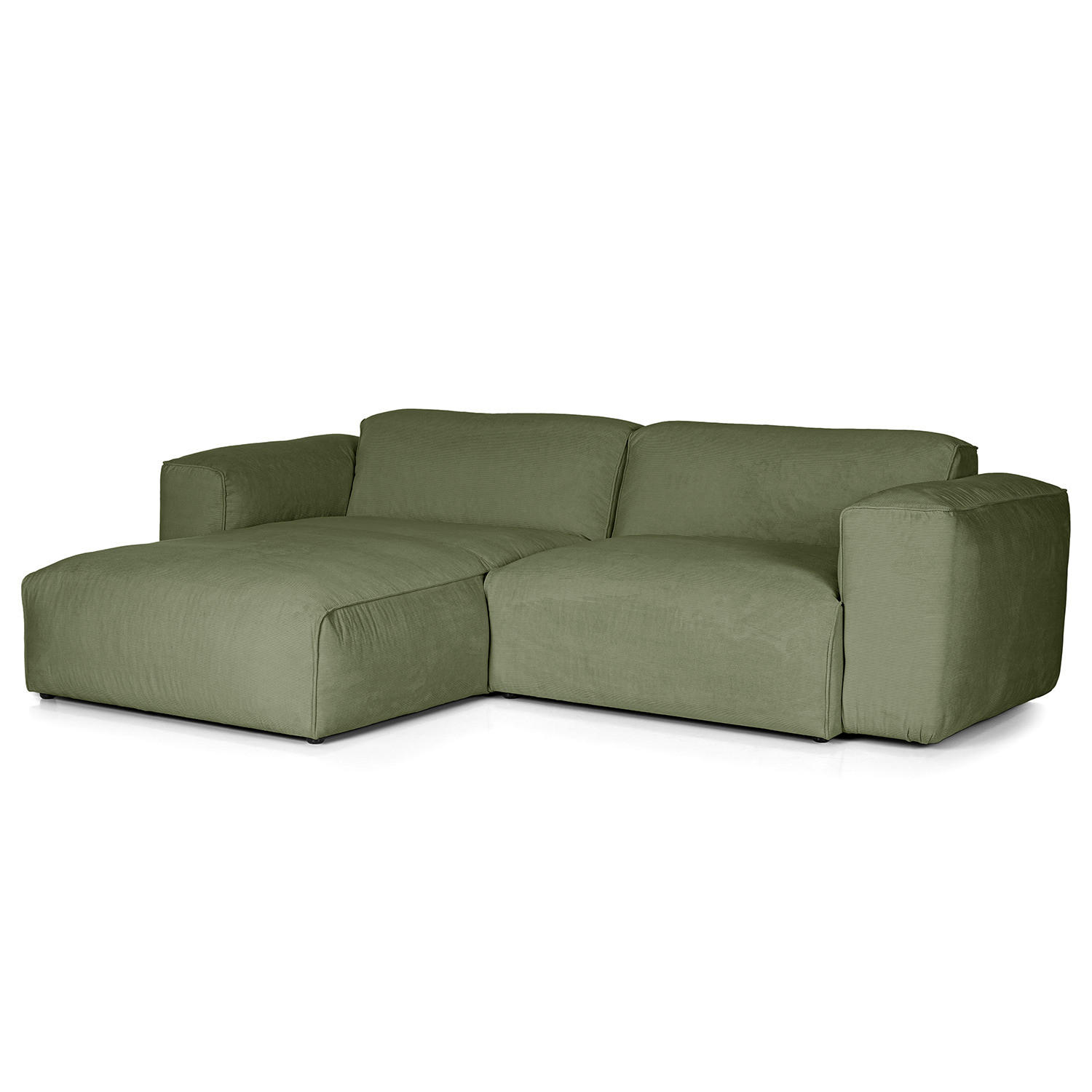 1,5-SITZER ECKSOFA mit Longchair - Dunkelgrün/Schwarz, Kunststoff/Textil (260/173cm) - home24