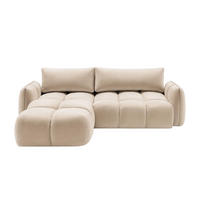 ECKSOFA L-Form Mit Schlaffunktion, Veloursstoff Bluvel, Creme, Links, BELVEDER L - Creme, Holz (250/168cm) - Kaiser Möbel