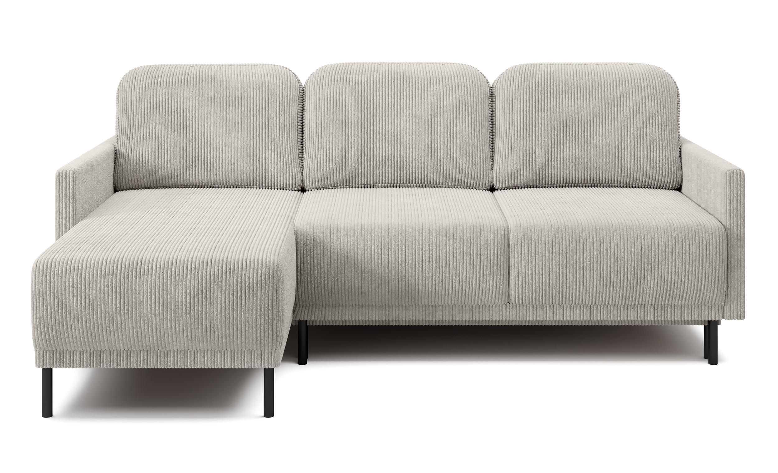 ECKSOFA Hamiel Hellbeige Cordbezug - Ecru/Schwarz, Holz/Textil (212/142cm) - Selsey