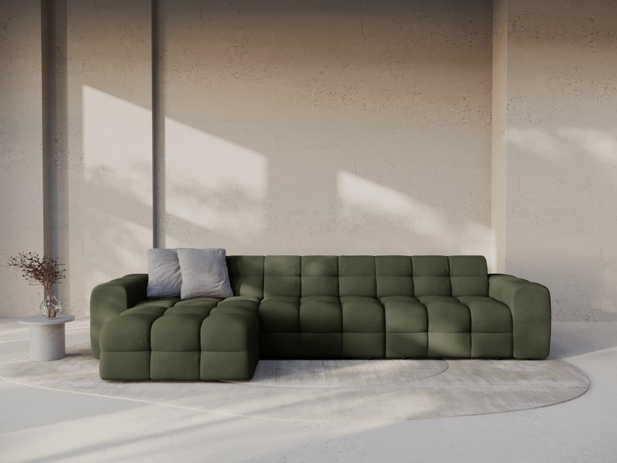 ECKSOFA links Kendal aus strukturiertem Stoff amazonasgrün 5 Sitzplätze - Waldgrün, Textil (173/357cm) - Micadoni