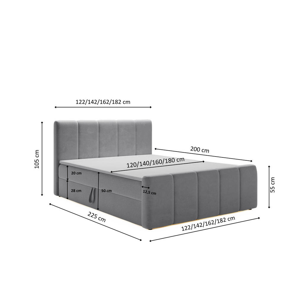 Thumbnail - Kaiser Möbel Boxbett, Grau, Holz, Rechteckig, 120x200 cm, Schlafzimmer, Betten, Boxspringbetten