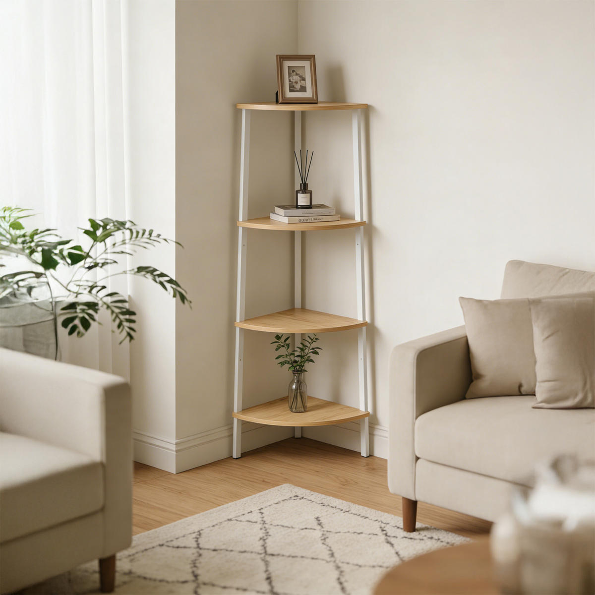 ECKREGAL - Hellbraun, Holzwerkstoff/Metall (44.5/125/31.5cm) - Relaxdays