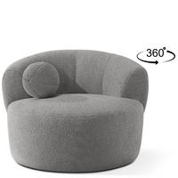 DREHSESSEL VIRA, Grau, Bouclé - Schwarz/Grau, Holz/Holzwerkstoff (105/76/100cm) - KONSIMO®