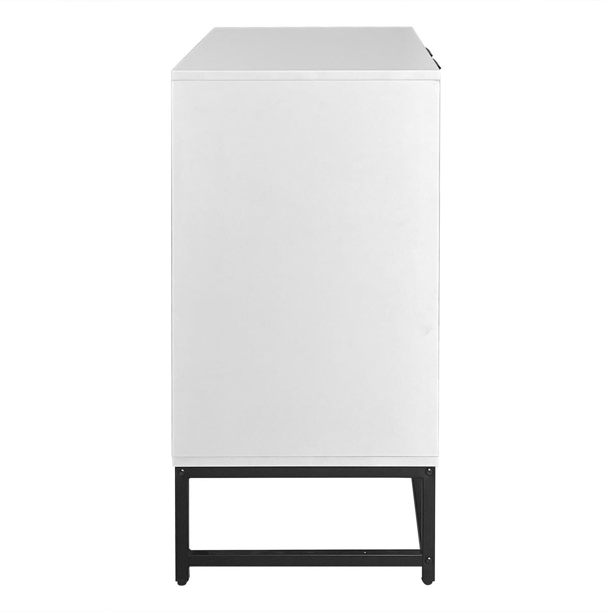 SIDEBOARD in Weiß mit Wellen-Optik Tür und Metallgriffen, 160/40/80 cm, Weiß - Weiß, Holzwerkstoff (160/80/40cm) - Redom