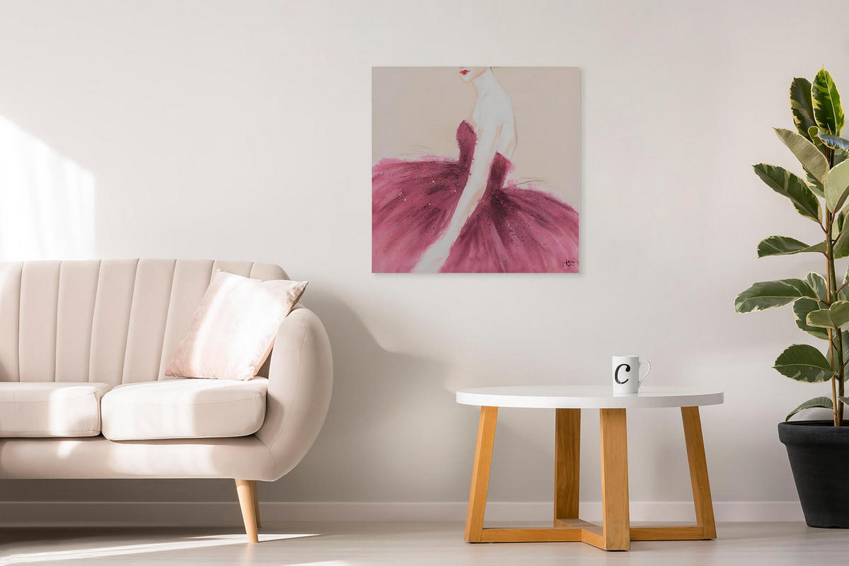 ACRYLBILD HANDGEMALT 80/80 cm - Pink, Holz/Textil (80/80cm) - KUNSTLOFT