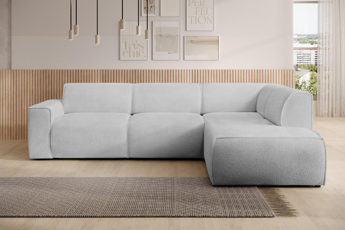 ECKSOFA L Form Didim Greige 292/220/78 cm – großes Sofa stilvoll & bequem R - Greige/Schwarz, Kunststoff/Textil (292/220cm) - AX Living