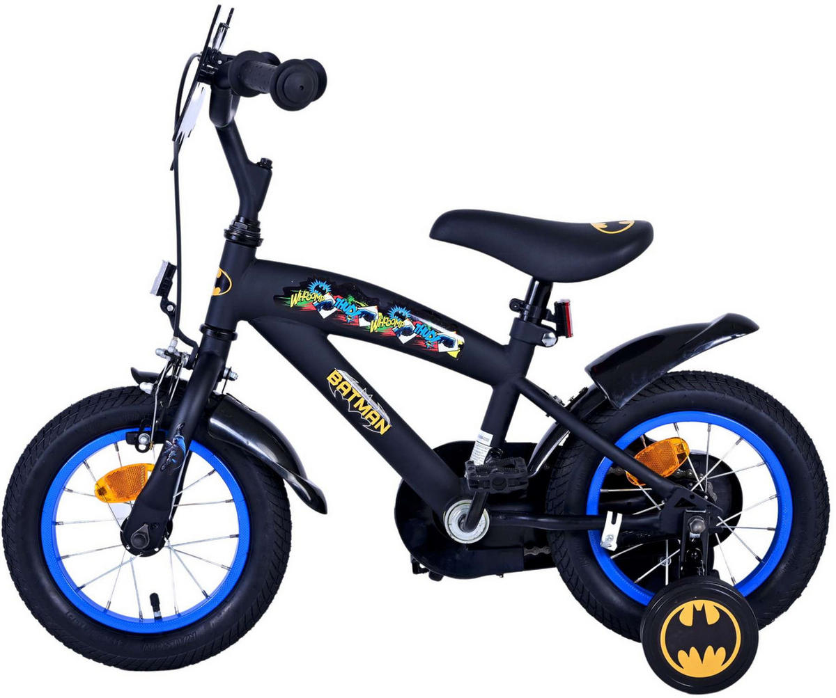KINDERFAHRRAD DC Batman - Jungen - 12 Zoll - Rücktritt + Handbremse- Schwarz - Schwarz, Metall (42cm) - TPFSports
