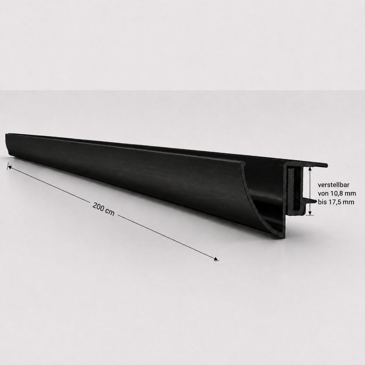 ALUMINIUM-REGENRINNE für Glasvordach 200 cm Schwarz - Schwarz, Metall (20/5/200cm) -  Glaswerk Westfalen