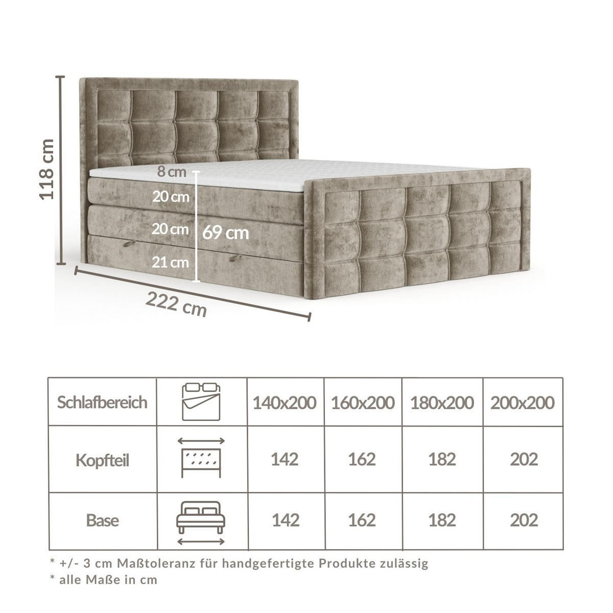BOXSPRINGBETT Ambrosia Anthrazit 180/200 cm - Anthrazit/Schwarz, Holz/Holzwerkstoff (180/200cm) - Maison de Reve