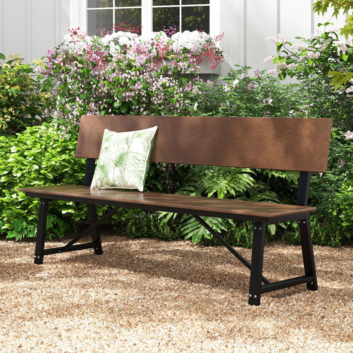 GARTENBANK Braun - Braun, Metall (183/85/52cm) - COSTWAY